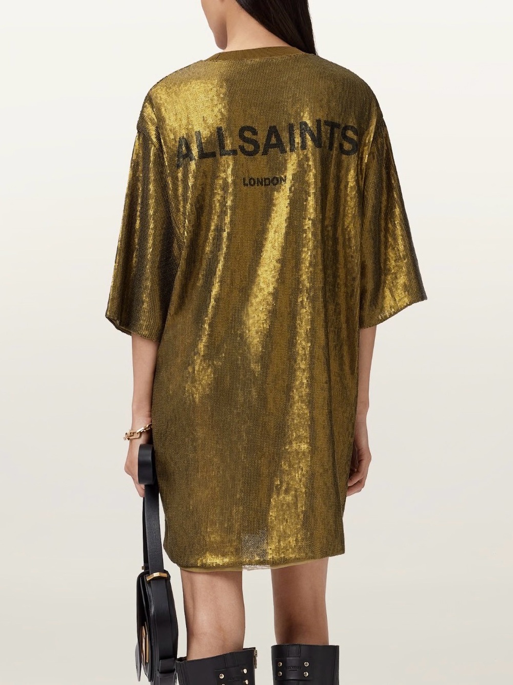 AllSaints Gold Sequin Dress